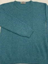 VTG 70s/80s Ernesto Celli Tealish Blue Ombré Thread Cashmere Sweater Italy M EUC