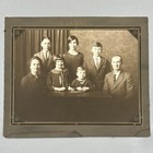 Antique Family Portrait Photo 1920s Parents Five Children Sepia Seger 8x6