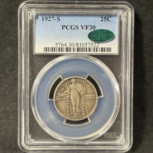 1927-S 25c Standing Liberty Quarter San Francisco Key Very Fine PCGS VF 30 CAC