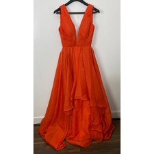 NEW Women full length sleeveless plunge neckline bridesmaid dress gown, 8