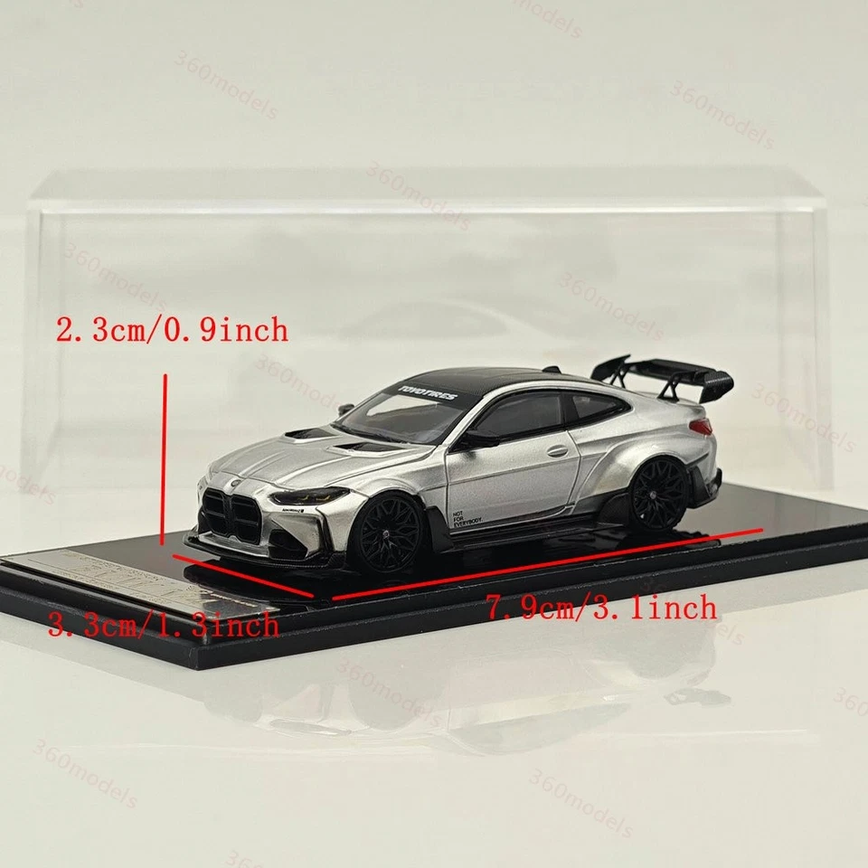 SW 1:64 BMW M4 G82 Silver Sports Diecast Models Car Limited Collection - Photo 3/4