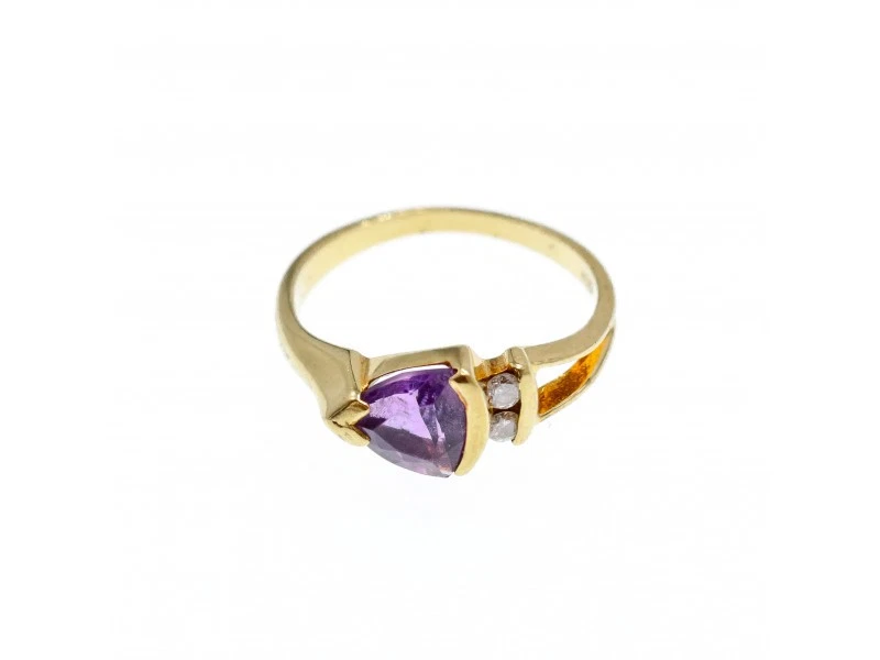 ANILLO ORO AMARILLO 14K TURMALINA Y DIAMANTES TALLA 3 Foto 3 de 4