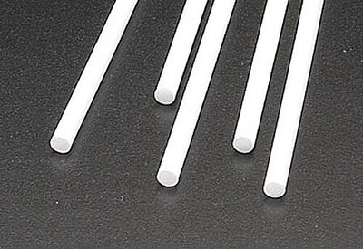 Plastruct Round Rod 5/32x10 (5) - Model Scratch Building Plastic Rods - #90862