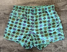 Vtg 60s Pilgrim Hawaiian Cotton Swim Trunks Shorts sz S Tiki Pattern Cabana READ