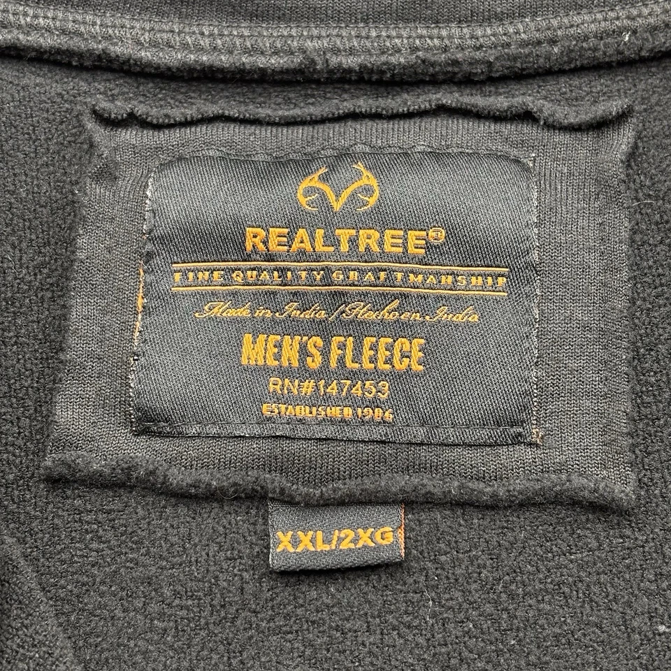 Realtree Mens Fleece Sweater 1/4 Zip Mens Size 2XL Black Pullover Outdoor Hiking - Image 3 of 4