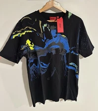 HUGO BOSS T-Shirt M Black Abstract Paint Design - FAST US Shipping, NWT Rare