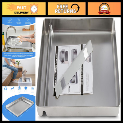 Reusable Stainless Steel Litter Tray for Self-Cleaning Cat Boxes - Odor & Stain
