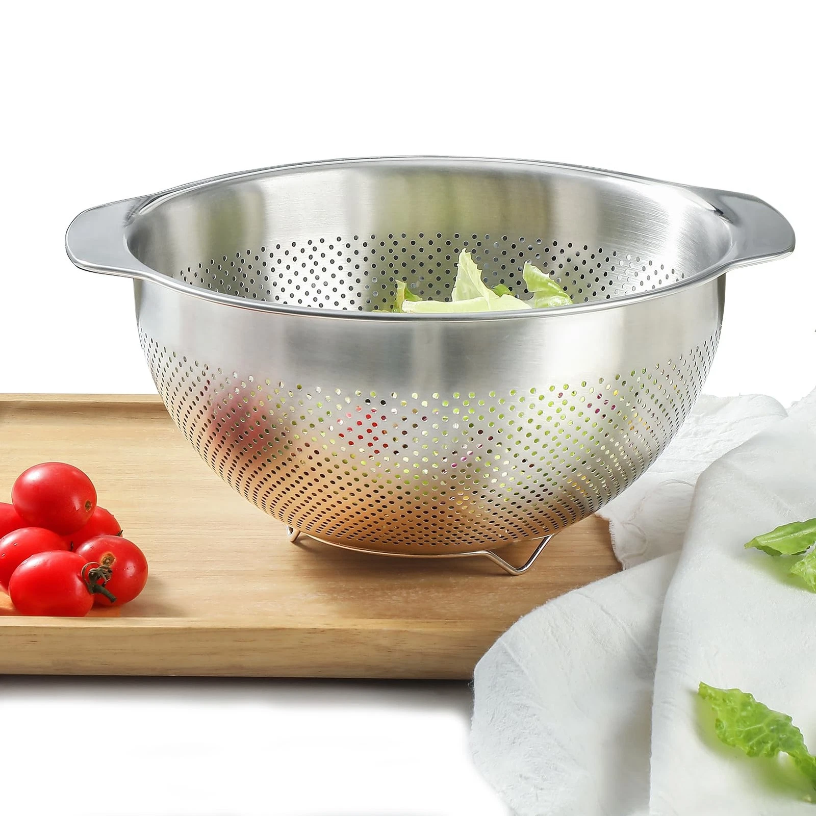 18/8 Stainless Steel Microwell Colander, 3.5QT Large Capacity with Handle Kit...