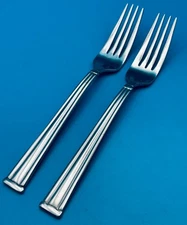 2 TWO Lenox LANFORD Salad Dessert Forks 7 1/8" Stainless Flatware Silverware