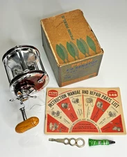 Vintage PENN 4/0 Special Senator 113H W/Box Catalog Grease Tool Clamp Ex Cond+