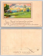 Vintage Scenic Postcard "Joy" Landscape Art Made in USA Unposted K Logo 718
