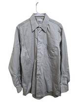 Van Heusen Grey Gingham Long Sleeve Men's Shirt Size Large 16" 34/35