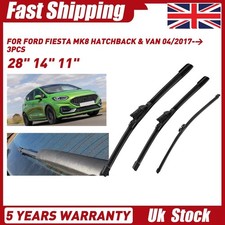 For Ford Fiesta Mk8 Hatchback & Van 04/2017 Front Rear Wiper Blade 28" 14" 11"