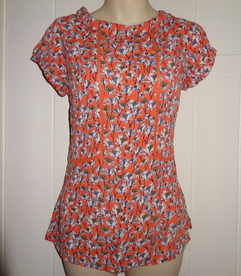 White Stuff size 10 short sleeve collored top peach(papaya pink) crimple materia