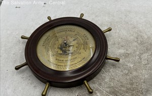 Shaw-Barton Brown Nautical Ship Wheel Analog Weather Wall Barometer Lot Of 2