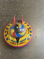 Vintage Tin Plastic Flying Saucer Toy Spaceship Rocket Japan V-15 Great 1960s