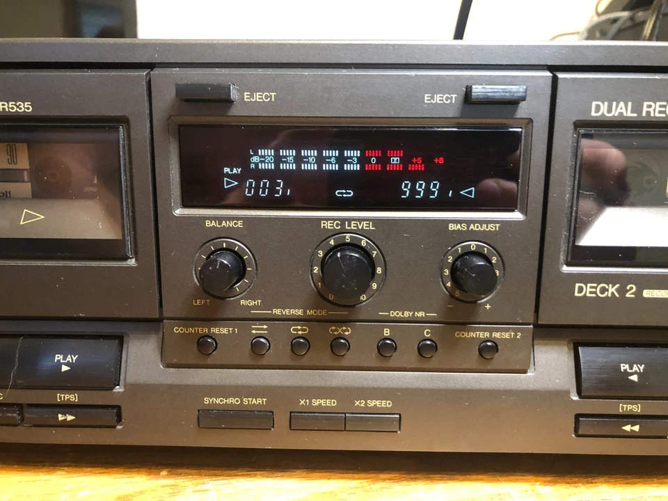 Vintage Technics RS-TR535 HX-PRO Double Stereo Cassette Deck Dual Record Dubbing - Image 3 of 4
