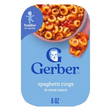Gerber Toddler Food, Spaghetti Rings in Meat Sauce, Mealtime for Toddler, 6PK
