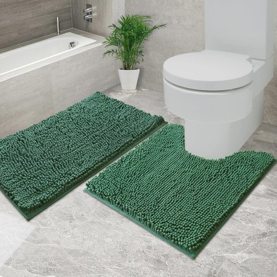 Bathroom Rugs Chenille, Extra Thick and Absorbent, Non-Slip, Machine Washable...