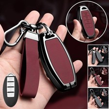 Funda para llave de coche de cuero de aleación de zinc para Nissan Rogue Altima Sentra Pathfinder