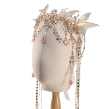 Renaissance Butterfly Elf Fairy Crown - Fairy Headband with Pink Butterfly Wings