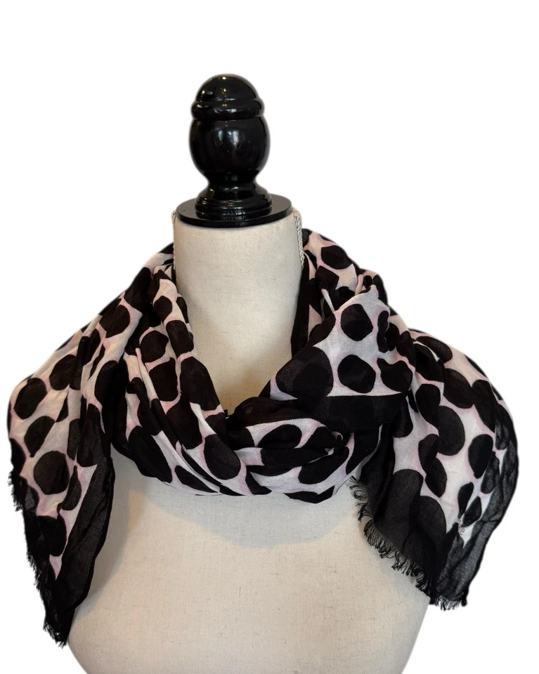 NEW Kate Spade Black & White With Pink Oblong Scarf 24” X 74” - Image 2 of 4