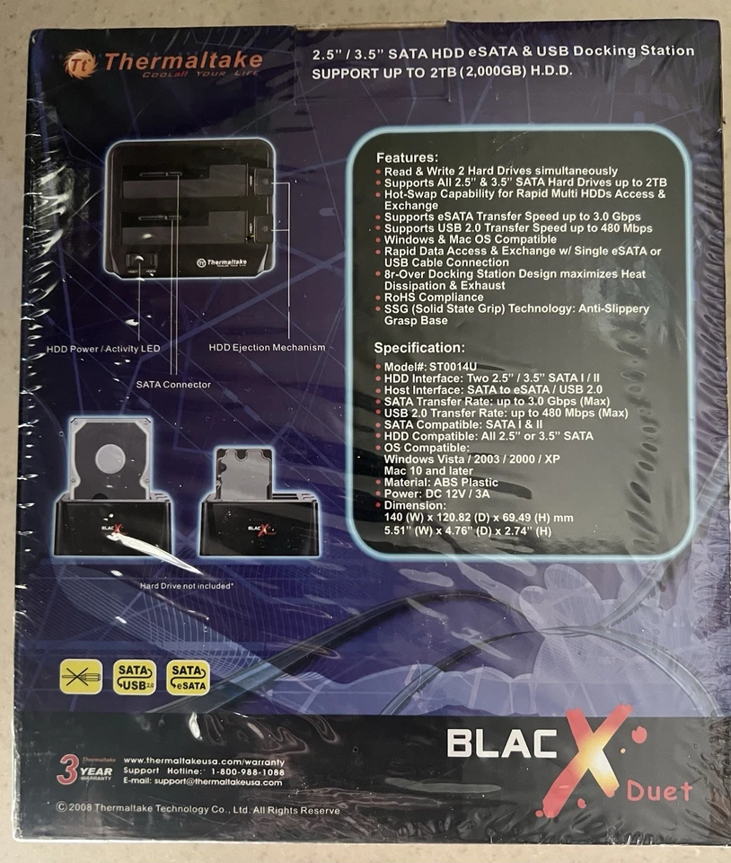 Thermaltake BlacX Duet Black Widow Dual Hard Drive Docking Station NEW/SEALED - Image 2 of 3