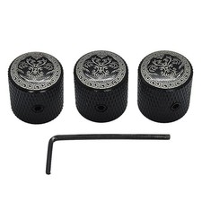 3Pack Electric Guitar Volume Tone Control Dome Knobs Metal Potentiometer Caps