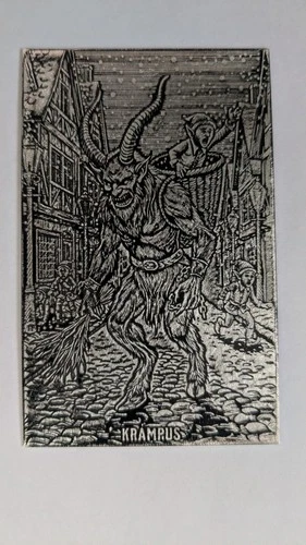 1/2 Oz Silver Krampus Bar Nocturnal Noel .5 Oz .999 Bullion