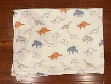 Pottery Barn Kids Dinosaurs Twin Flat Sheet Orange Blue Gray