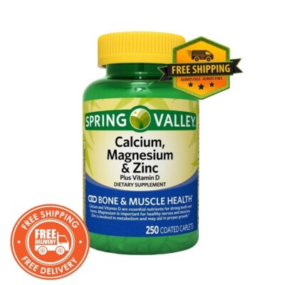 Spring Valley Calcium Magnesium & Zinc Plus Vitamin D3 Coated Caplets, 250 Count