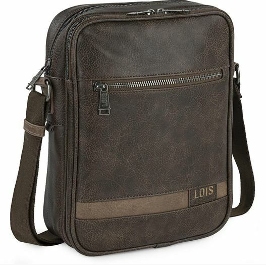 bolso Bandolera marron de piel sintetica marca Lois con correa grande ajustable