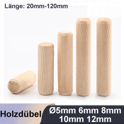 Holzdübel Ø5mm 6mm 8mm 10mm 12mm - Riffeldübel Buche Holz Dübel Holzstifte