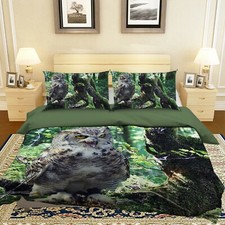 3D Woods Owl S011 Animal Bed Pillowcases Quilt Duvet Cover Set Queen King Sunday