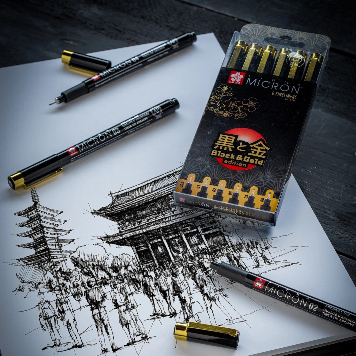 Sakura Pigma Micron (01, 03, 05) Pen 3 Set Black