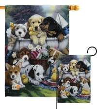 Bath Time Pups Pets Dog Puppy Cat Kitty Duck Garden House Yard Flag