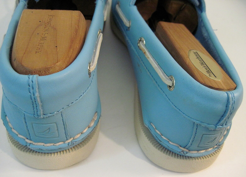 Scarpe da barca Sperry uomo Top-Sider A/O 2 occhielli originali bambino pelle blu taglia 9 M - Foto 4 di 5