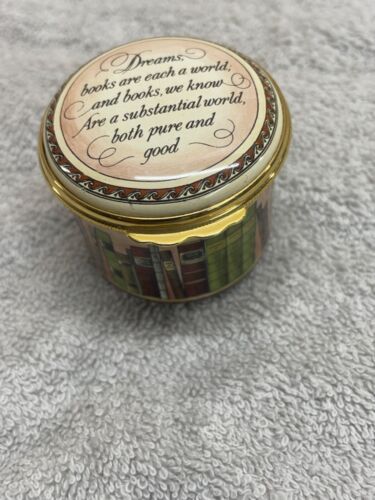 Halcyon Days Enamel William Wordsworth Sonnet Trinket Pill Box 1 3/4" in size - Picture 3 of 11