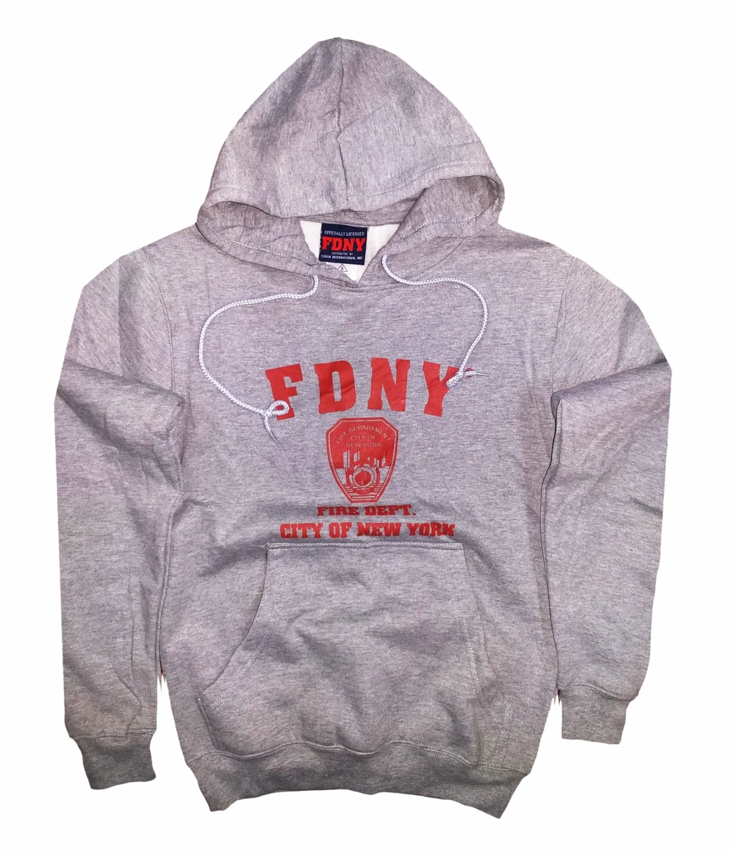 Kids FDNY Hoodie Gray Red Sweatshirt Fire Department of New York Youth Boys XS L