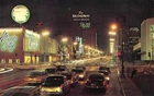 SUNSET & VINE Street Scene HOLLYWOOD Night Neon Signs c1950s Vintage Postcard