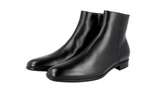 PRADA Plain Leather Booties Ankle Half Boots Shoes Black - NEW - US 9 EU 42
