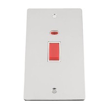45 Amp Oven Cooker Switch with Neon Indicator Polished Mirror Chrome FLAT Plate