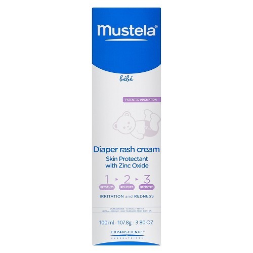 Mustela 123 Diaper Rash Cream 3.8 Oz 100ml Skin Protectant With Zinc