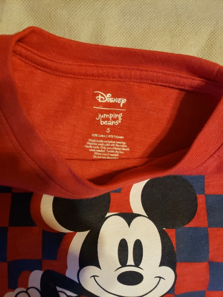 JUMPING BEANS DISNEY Niños Talla 5 Rojo Mickey Mouse Camiseta Manga Corta Foto 3 de 4