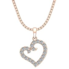 SI1G 0.60Ct Natural Diamond Prong Set 14K White Gold Love Heart Pendant Necklace