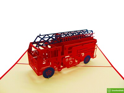 Fire Truck, Pop Up Card, 3D Popup Greeting Cards for all occasion