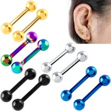 PAIR 16G GOLD BLACK RAINBOW TITANIUM STEEL HELIX EAR TRAGUS DAITH CARTILAGE RING