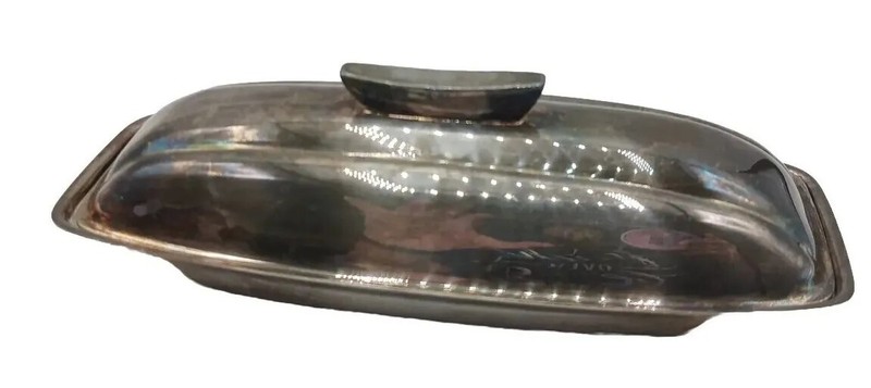 Vintage 1883 F.B. Rogers Silver Co. 2996 Butter Dish Server With Glass Tray