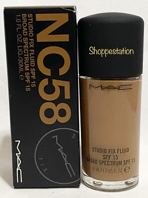 MAC Studio Fix Fluid SPF15 Foundation Shade NC58 DEEP RICH BROWN 30ml New In Box