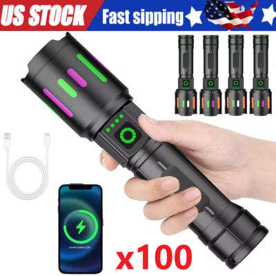 #ad #ad 350000000 Lumen Super Bright LED Tactical Flashlight Rechargeable LED Work Light $870.99